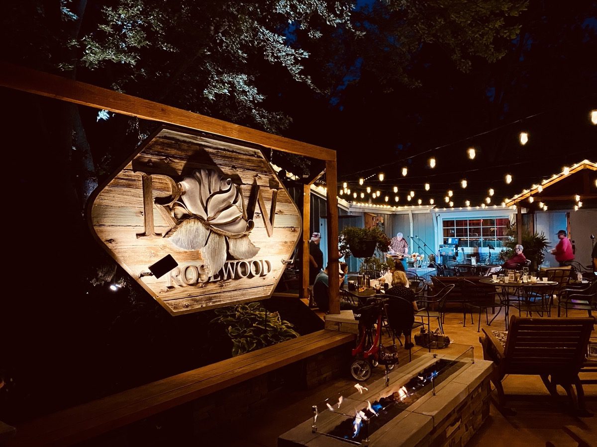 The Patio at Rosewood at night